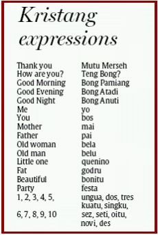 Afbeelding: Kristang expressions."